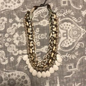 White beaded statement necklace